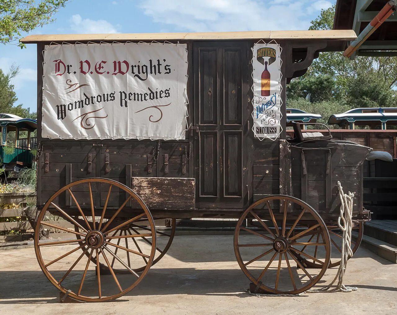 Carreta de vendedor do Far West en PortAventura. Tarragona, PortAventura World