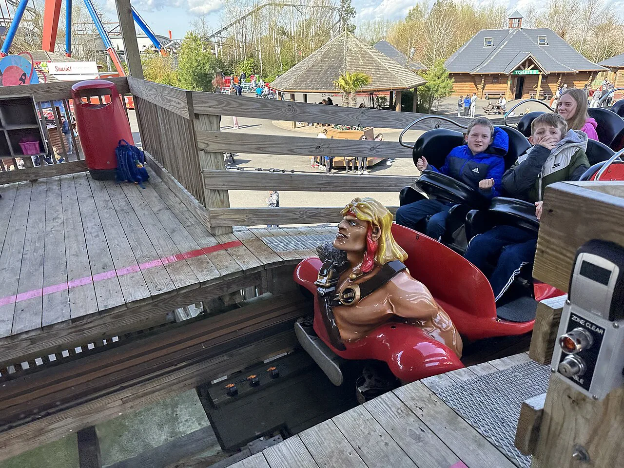 The Cú Chulainn Coaster train decoration close up, Emerald Park