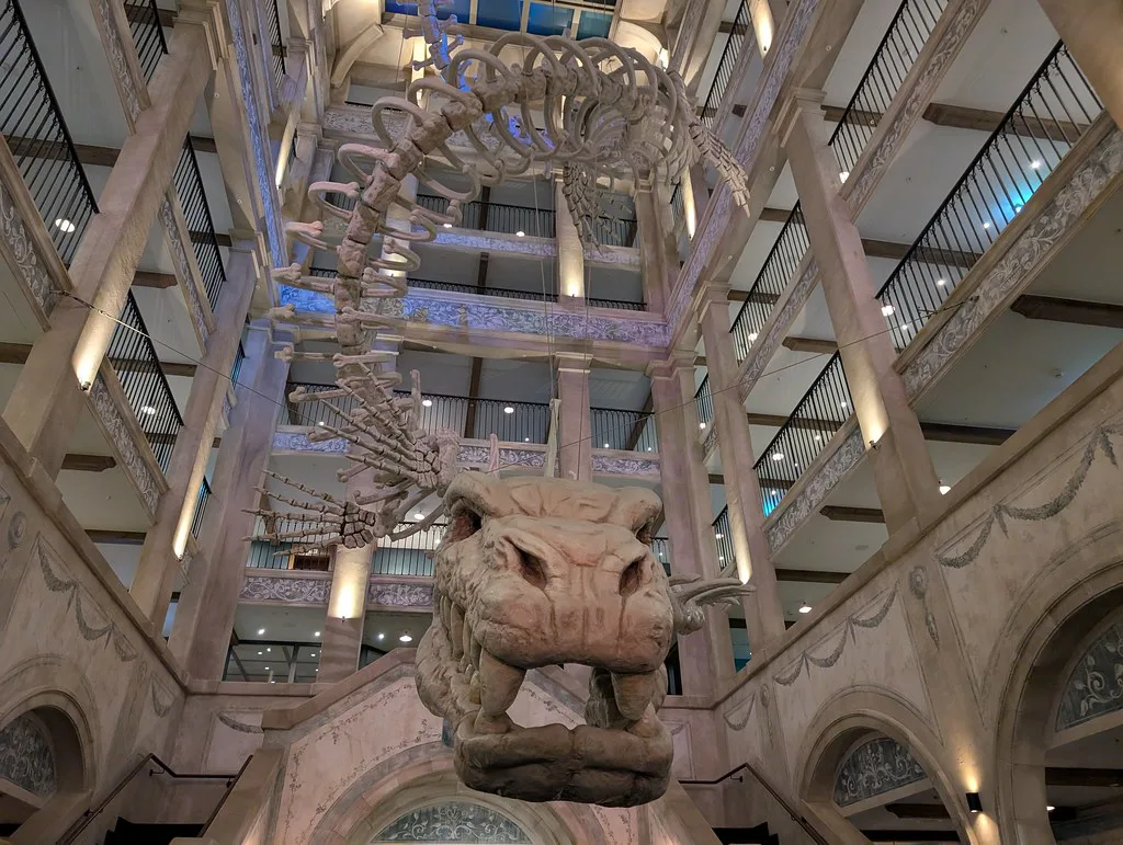 Dragon skeleton 1, lobby, Kronosar hotel, Europa Park, Rust, Germany