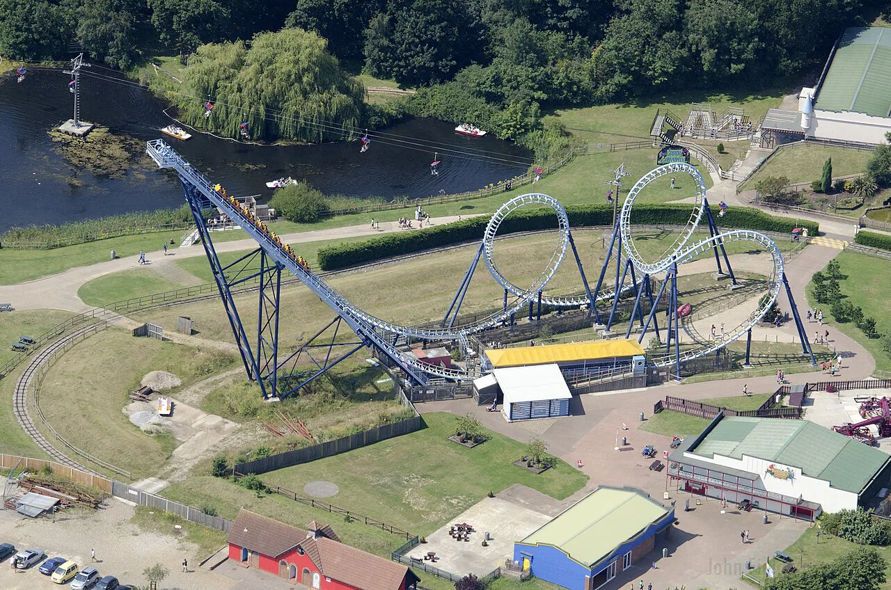 Pleasurewood Hills aerial image Wipeout ride in Suffolk