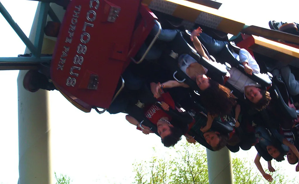 Riders on Colossus at Thorpe Park